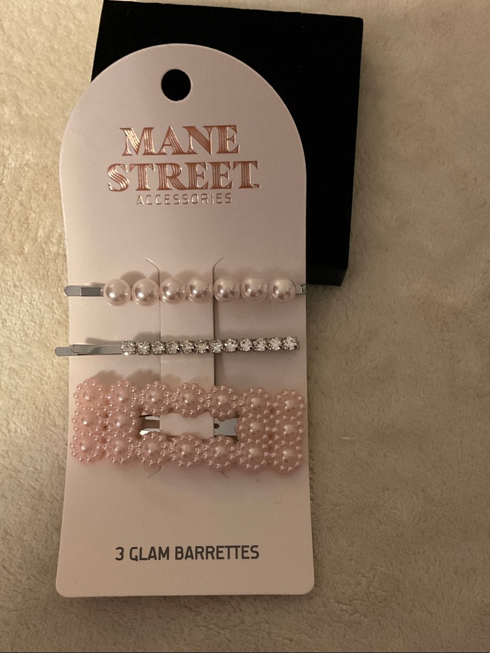 Pink Pearl & Rhinestone Kids Hair Barrettes Set